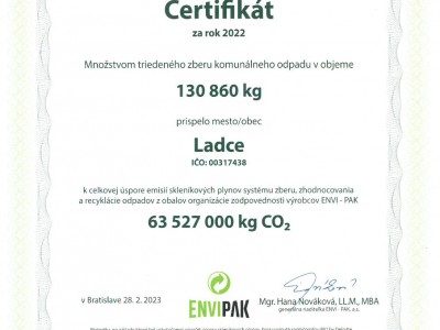 Certifikát za rok 2022